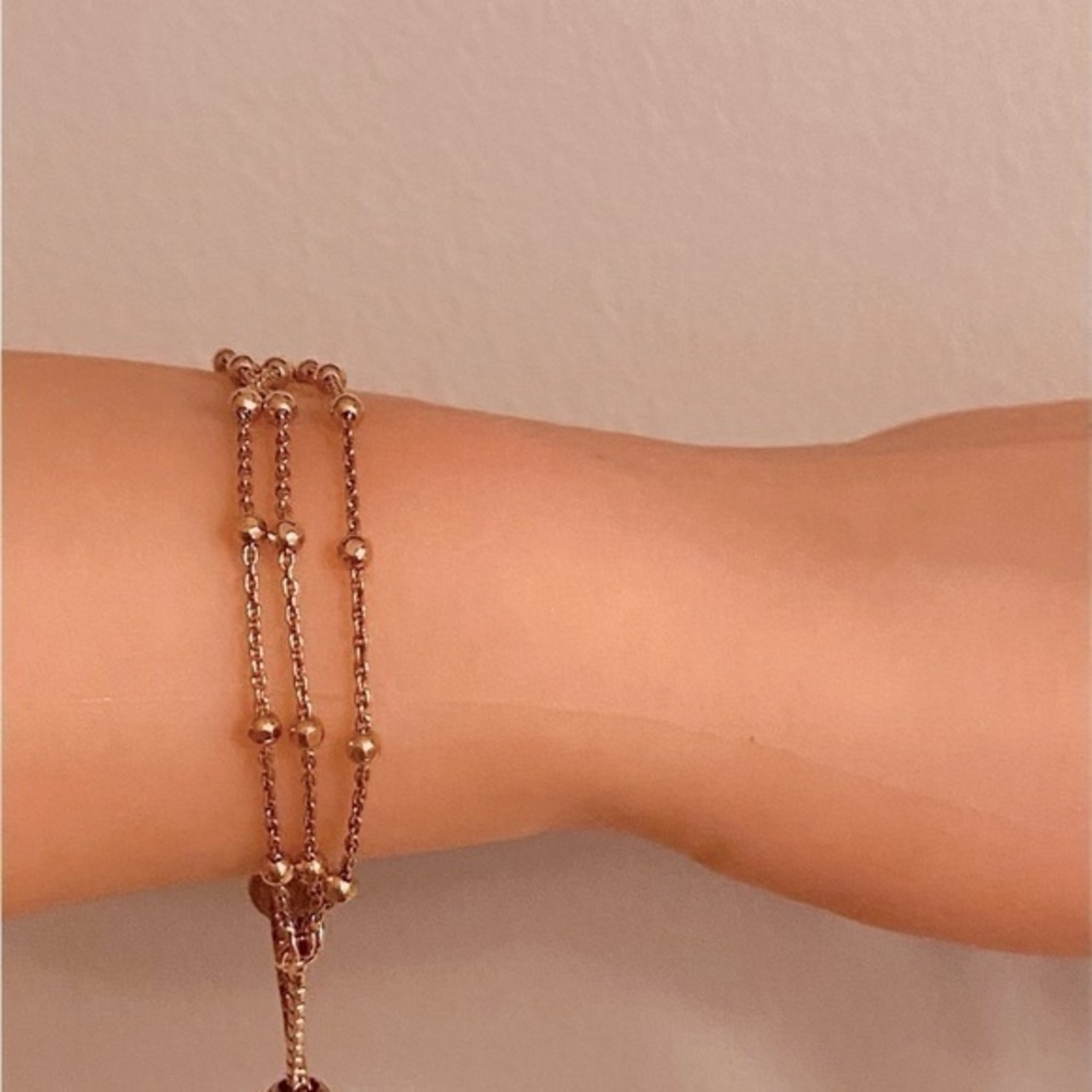 925 Italian TRENDY Rose Gold Multi Strand Etched Slide Ball Bracelet NEW FIRM